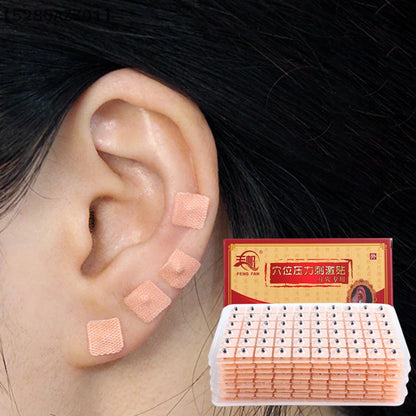 600 Patches Ear Care Red Bianstone Ear Acupuncture Massage Therapy Needle Patch Seeds Sticker Auricular Auriculotherapy Kit
