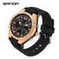 SANDA Luxury Ms LED Digital Sport Watch Fashion Casual Gold Wrist Watch Women Girl Military Waterproof Quartz Wristwatches 6062