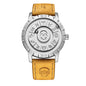 FOXBOX Fashion Leather Watch Men Creative Rolling Pointer Design Watch Men Casual Business Military Men's Quartz WristWatches