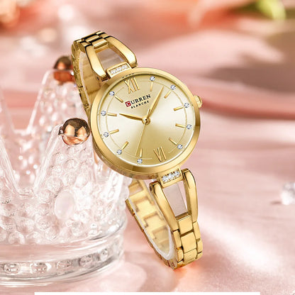 CURREN 9092 Quartz Watches Women Elegant Bracelet Stainless Steel Strap Rhinestone Fashion Ladies Simple Watch Gifts reloj mujer