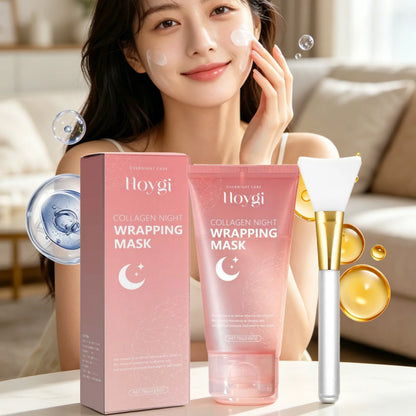 Hoygi Collagen Night Wrapping Mask Deep Nourishment Skin Firming Brightening Skin Tone Shrink Pores Mild Formula Sleeping Mask