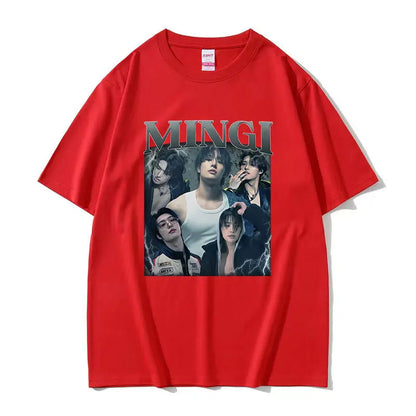 Kpop Ateez Mingi 2026 Graphic T Shirt Men's Hip Hop Korean O-Neck Short Sleeve T-shirts Glothing Fashion Vintage Cotton T-shirt