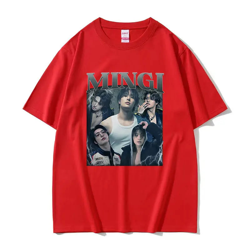 Kpop Ateez Mingi 2026 Graphic T Shirt Men's Hip Hop Korean O-Neck Short Sleeve T-shirts Glothing Fashion Vintage Cotton T-shirt