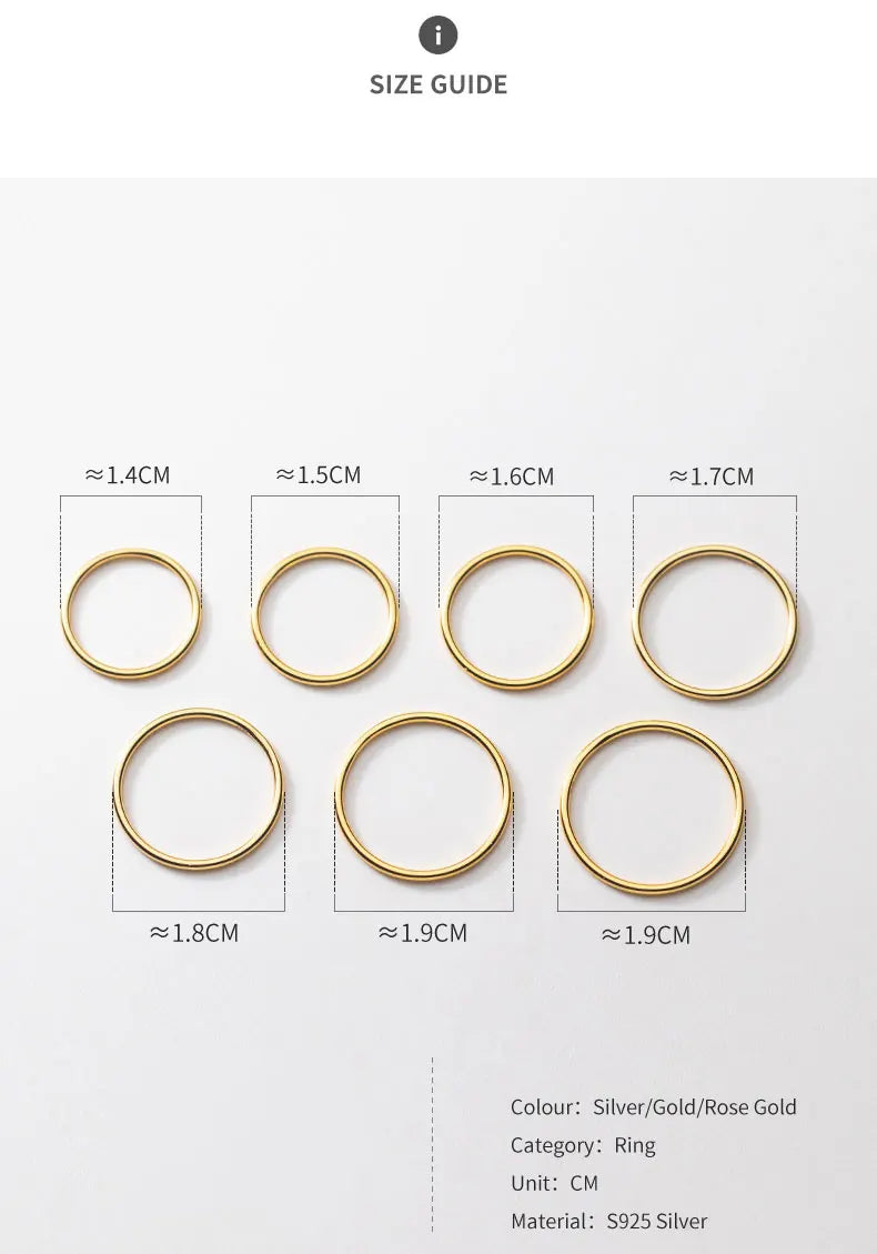 La Monada 45-59mm Plain Thin Women Ring 925 Sterling Silver Minimalist Rings For Women 925 Silver Finger Jewerly Rings Woman