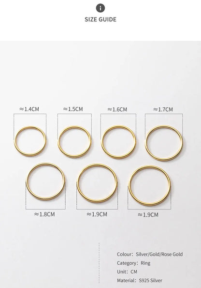 La Monada 45-59mm Plain Thin Women Ring 925 Sterling Silver Minimalist Rings For Women 925 Silver Finger Jewerly Rings Woman
