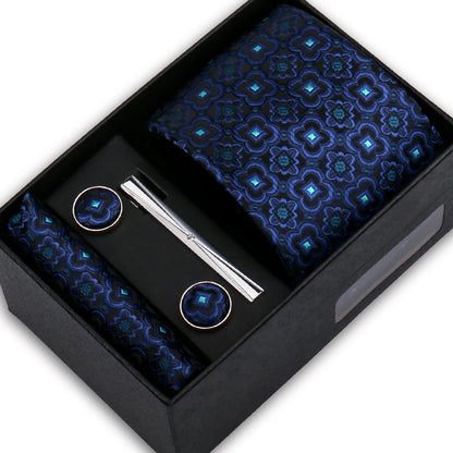 Classic Mens Tie Set Paisley Hanky Cufflinks In Gift Box Jacquard Woven Neckties Set For Men Formal Wedding Fashion Accessories