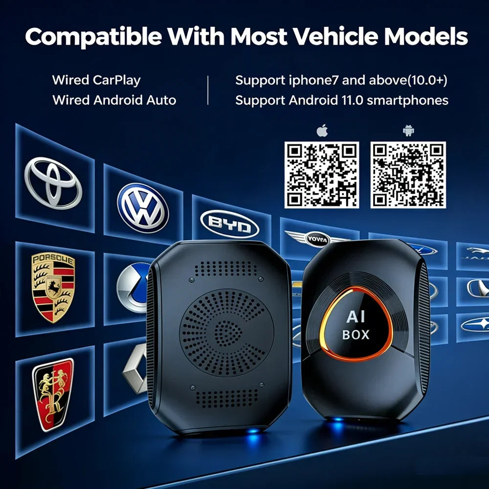 CarRocket Android 15.0 System AI Box Wireless CarPlay & Auto Adapter 4K Video Support Compatible with Factory CarPlay & Android