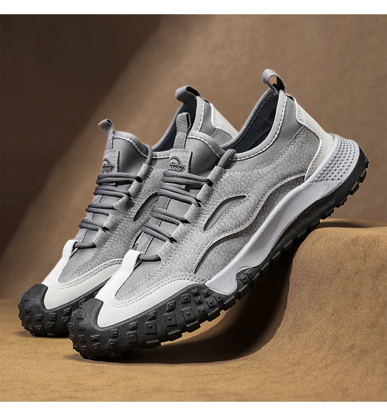 Men's Beige Breathable Sports Board Shoes Autumn 2026 Fashionable Versatile Thick Sole Canvas Lace-Up Casual Running Shoes