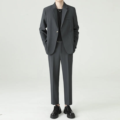 Suits Men's Fashionable Banquet Solid-color Dance Host Casual Wedding Banquet Dress Performance Korean-style Rugged Smart Suit