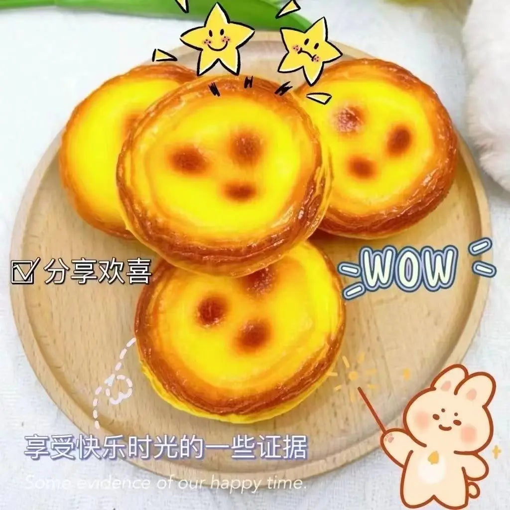 Bouncing Egg Tart Fluid Pressure-Relief Food Simulation Toy, Stress-Relieving, Squeezable, Creative and Fun gift for friends