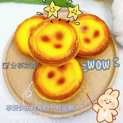Bouncing Egg Tart Fluid Pressure-Relief Food Simulation Toy, Stress-Relieving, Squeezable, Creative and Fun gift for friends