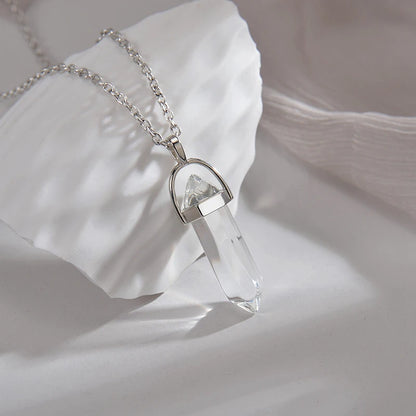 2Pcs/Set Luminous Hexagonal Column Heart Pendant Couple Magnetic Necklace Natural Stone Geometric Pendant Necklace Jewelry Gifts