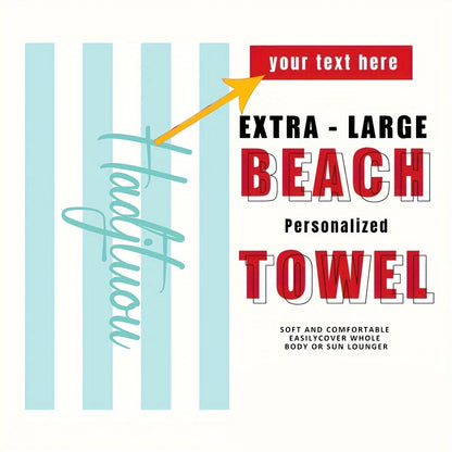 Personalized Striped Beach Towel Custom Name/Logo Microfiber Towel Thin Quick Dry Absorbent for Beach Swimming Yoga Bath Sports