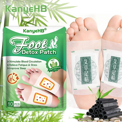 Detox Foot Patches 10/20 PCS Deep Cleanse Toxins Binders Natural Herbal Wormwood Pastes Relieve Stress Stickers Feet Care Tool