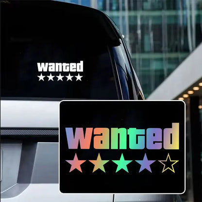 Wanted Star Vinyl Decal - Waterproof Motorcycle Car Scooter Sticker for Fuel Tank Side Panel DIY Decoration