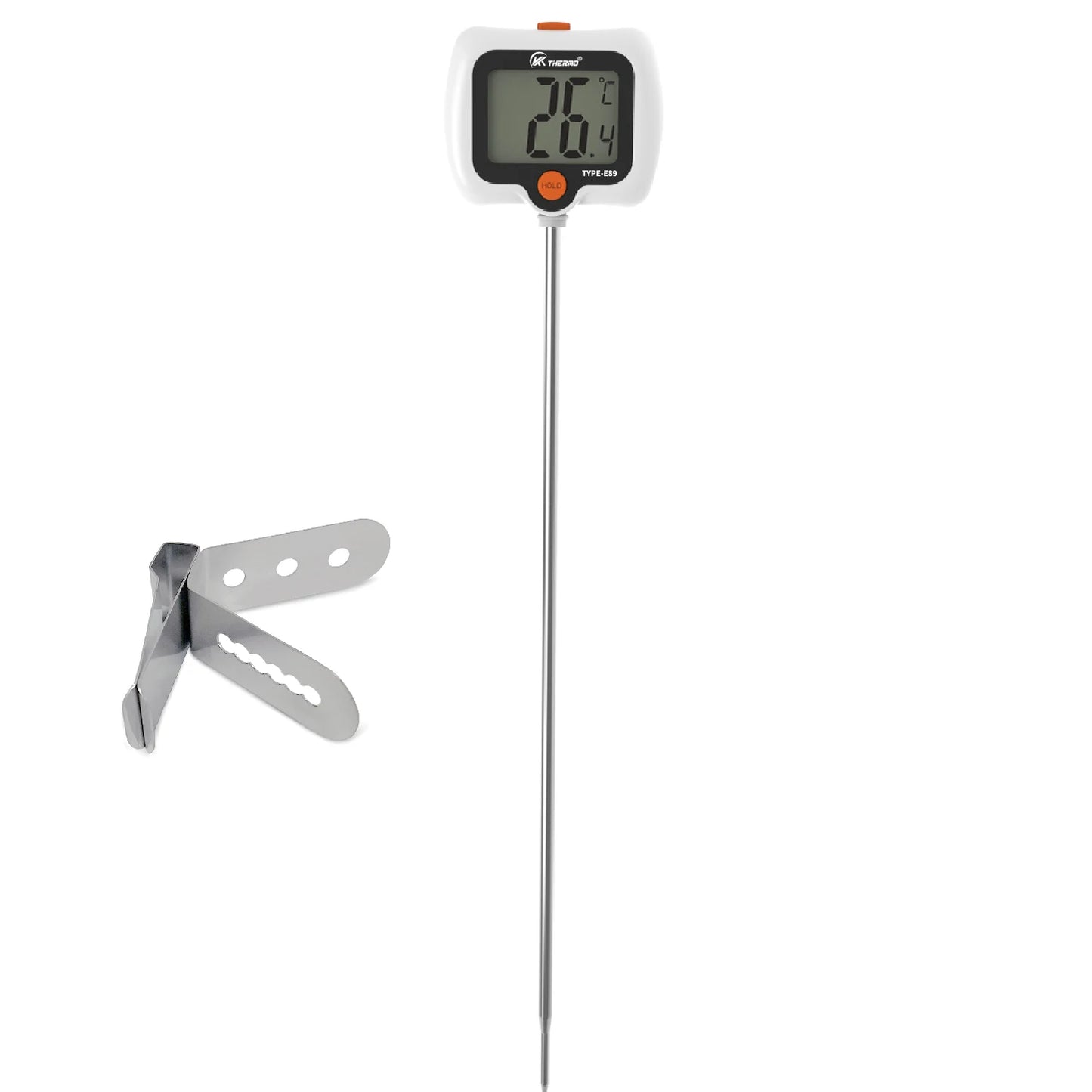 Digital Candy Thermometer with Stainless Steel Probe & Clamp for Sugar Cooking, Syrup Making, Deep Frying – Accurate ±1°F