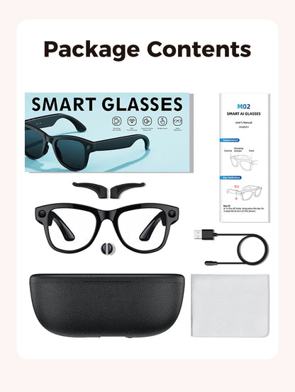 2026 Smart AI Glasses 4K HD Camera M02 Ultra ChatGPT 3600mAh Charging Case Power Bank 32GB Translation Music Video Sunglasses