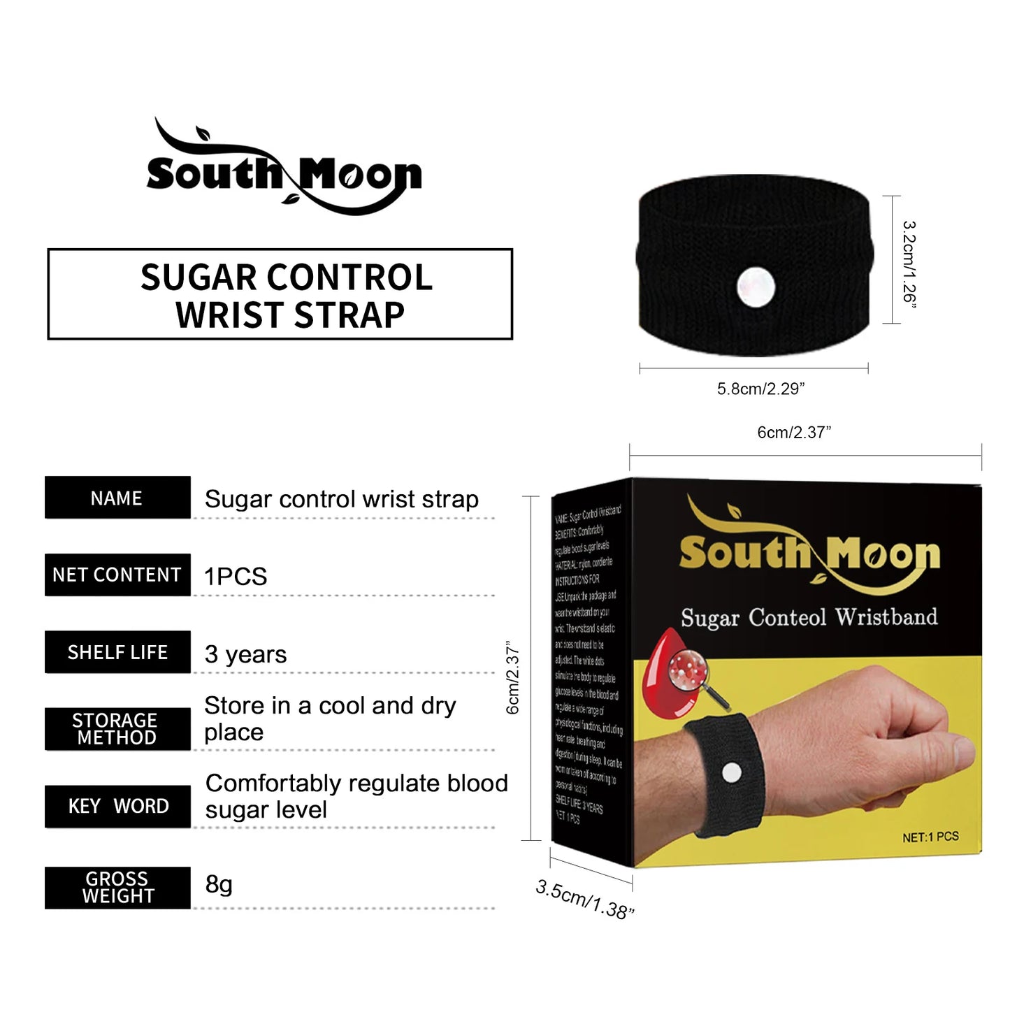 1pc Sugar Control Wristband Blood Glucose Management Body Care Wrist Strap Regulate Blood Sugar Levels Safe Health Care Tools