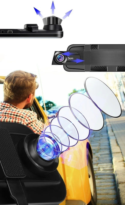 E-ACE 10 Inch Car DVR Mirror Video Recorder 1080P Touch Screen Dashcam For Car AHD Lens Streaming Driving Recorder Dash Camera