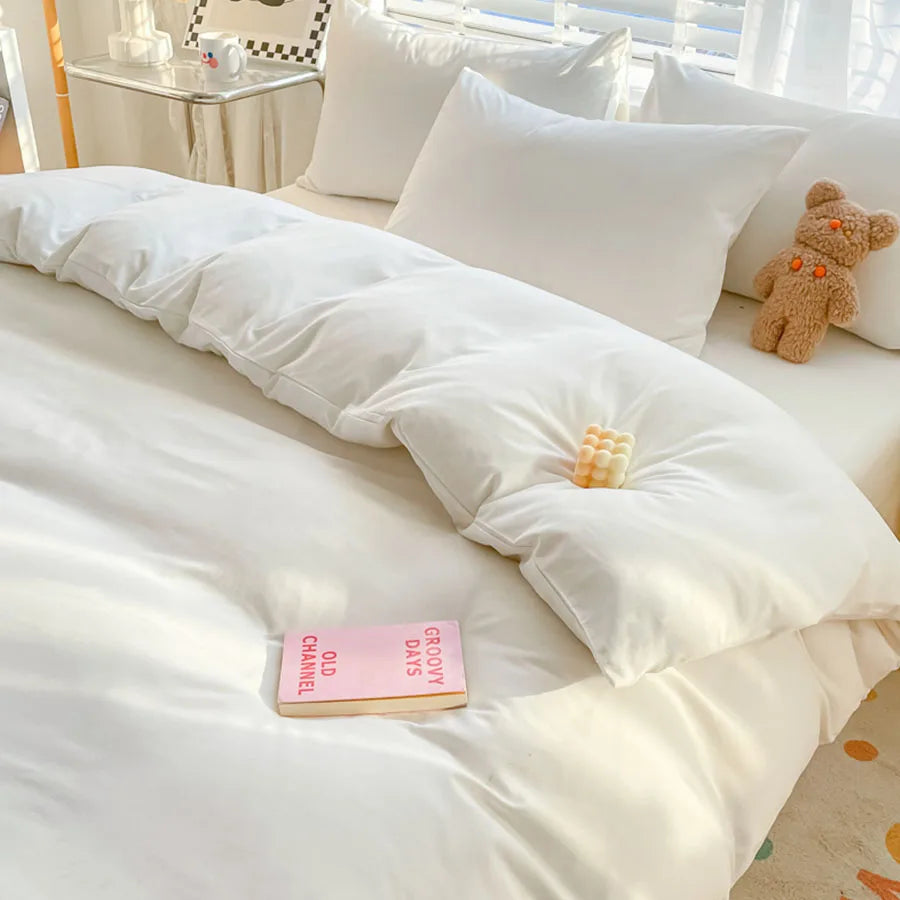 KDJEIKZ Hotel equivalent 3pcs Brushed Solid Color Duvet Cover, duvet cover*1+Pillowcases*2, Polyester Fabric, All Season Bedding