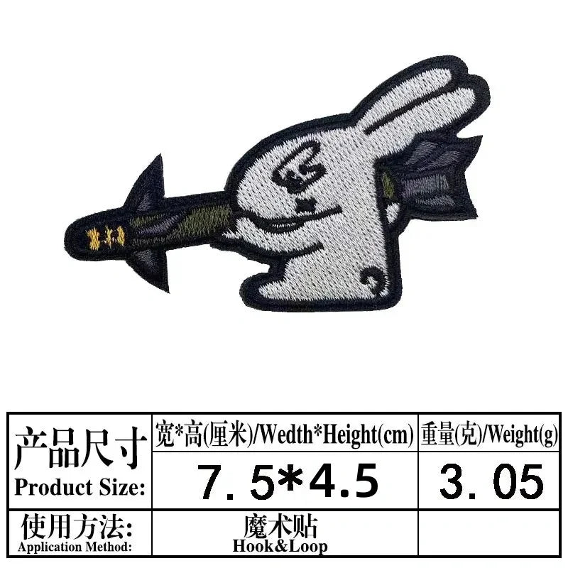 Cartoon Animal Duck with Knife Morale Badge Missile FAFO Embroidery Hook and Loop Patches Tactical Backpack Jacket Sticker