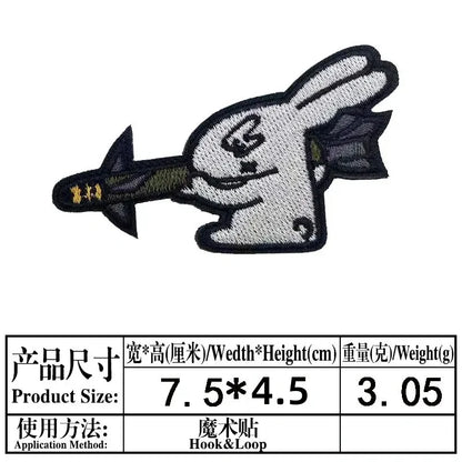 Cartoon Animal Duck with Knife Morale Badge Missile FAFO Embroidery Hook and Loop Patches Tactical Backpack Jacket Sticker