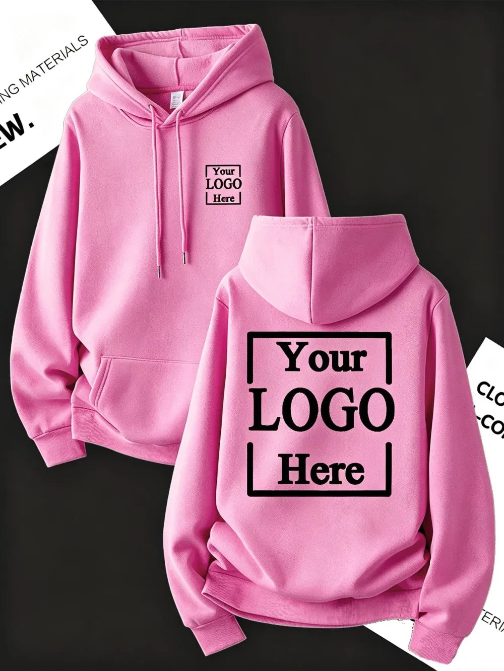 Customize Womens Hoodies Street Oversized Pocket Sweatshirts Hip Hop Unisex Tops DIY Your Logo/Graphic Pullovers Woman Clothes