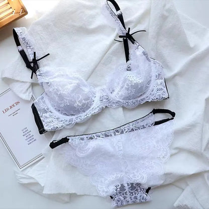 Romantic Atmosphere Lace Minimizer Bra Ultra Thin Sponge Free Wirefree Women Seamless Full Coverage Bust Push Up Set BANERDANNI