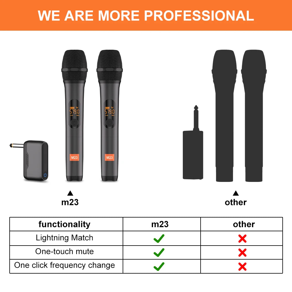 Wireless Microphone M23-4 UHF Recording Universal Karaoke Mic With Lithium Battery Receiver For Party Church Speaker