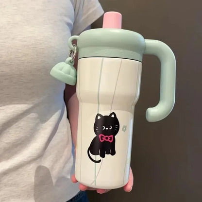 Fashion High Aesthetic Students Straw Mug 316 Stainless Steel 600ML Iced Cup Large Capacity Insulated Thermal Cup Men And Women