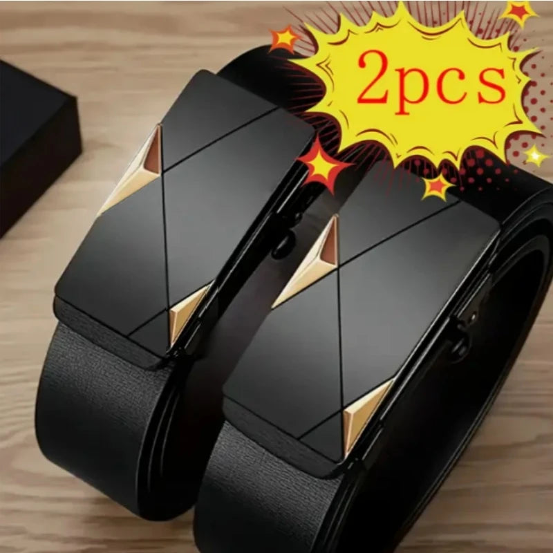 2pcs/3pcs fashionable men's belt, daily casual business belt, jeans belt, synthetic leather high-end suit matching belt, i