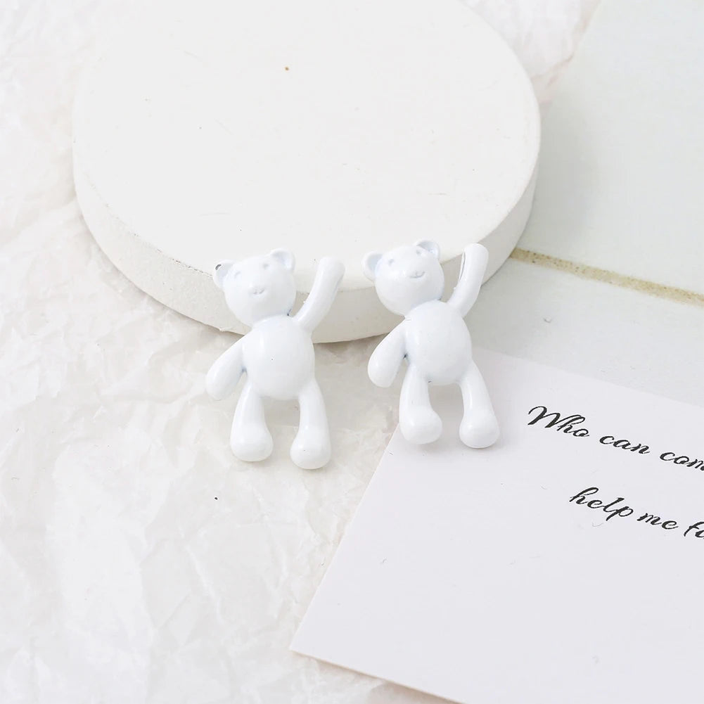 10PCS/lot DIY Cute Cartoon Teddy Bear Pendant Jewelry Accessories Wholesale Alloy Spray Paint Simple Multicolor Jewelry Material