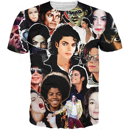 Summer Fashion Hip Hop Artist Print Retro Cool Casual Men's Harajuku Street Style Short-Sleeve Stylish Quick-Drying Breathable