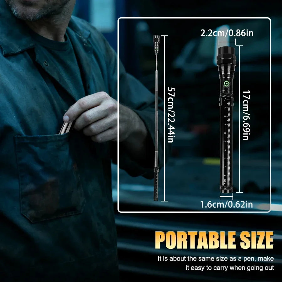 Rechargeable LED Flashlight,3LED Magnetic Work Light,360° Bendable Waterproof Lantern for Car Repair,Hunting,Camping,Emergency