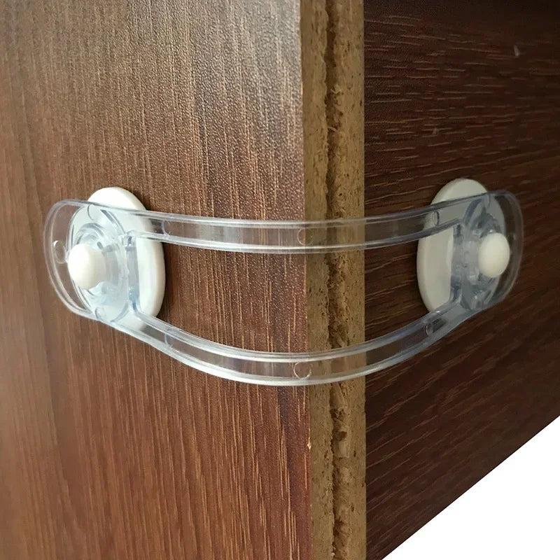 5pcs Baby Transparent Safety Locks Anti-opening Cabinet Open Glass Cabinet Safety Lock Anti-clip Hand Door Lock Fixing Clips