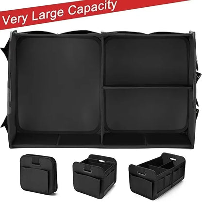Collapsible Car Trunk Storage Box, 600D Oxford Fabric SUV Organizer with Reinforced Handles & Multiple Compartments for Vehicle