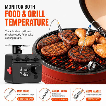 Wireless Bluetooth Meat Thermometer PID BBQ Fan Controller Temperature Control Probe for Smoker Kamado Oven