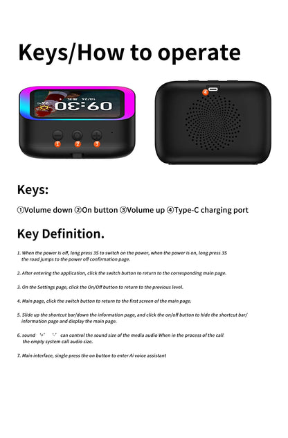 AI Smart Bluetooth 5.4 Speaker HD Touch Screen Display Electronic Album Alarm Clock Hi-fi Stereo Sound Voice Speaking Assistant