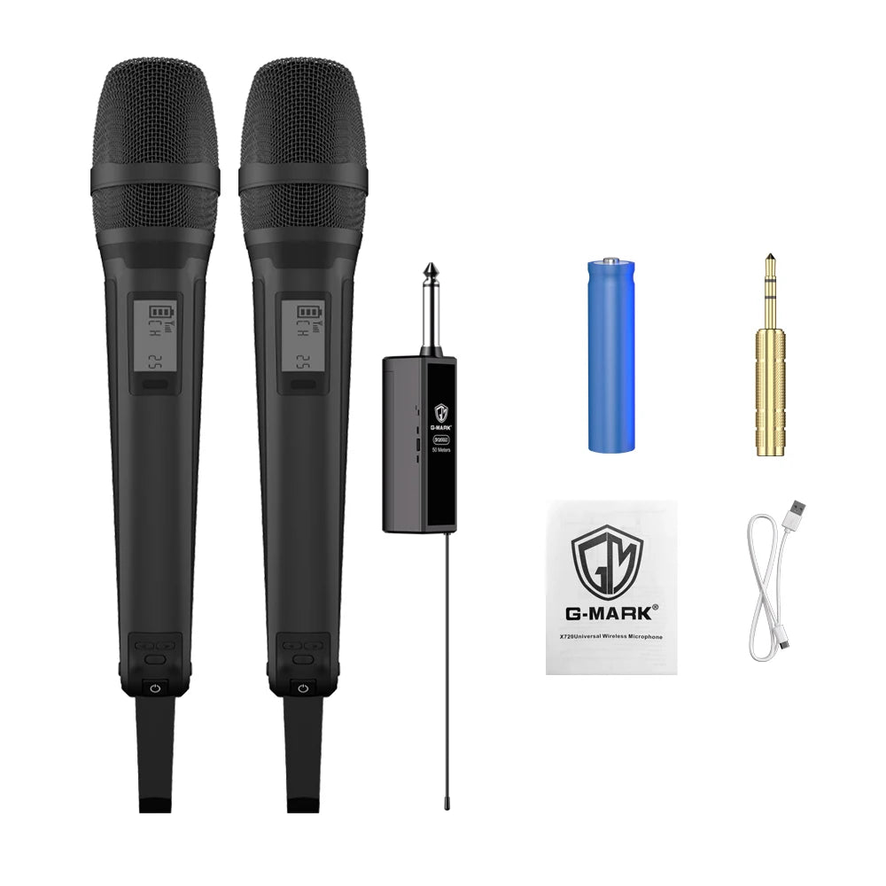 Wireless Microphone G-MARK SKM9000 Professional 2 Channels UHF Frequency Adjustable Metal Handheld Mic For Party Show Teaching