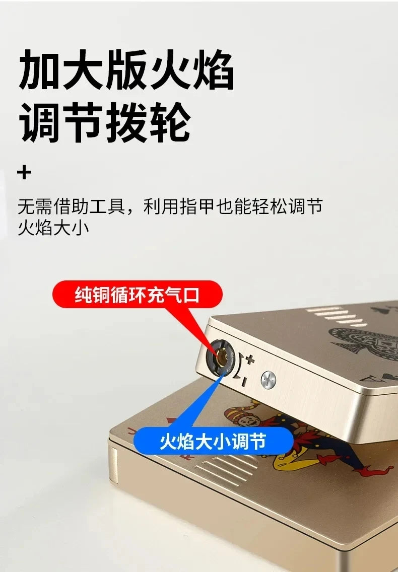 Creative Playing Cards Ace of Spades Lighter Butane Windproof Straight Metal Lighter Metal Fun Toy for Men Smoking Accessories