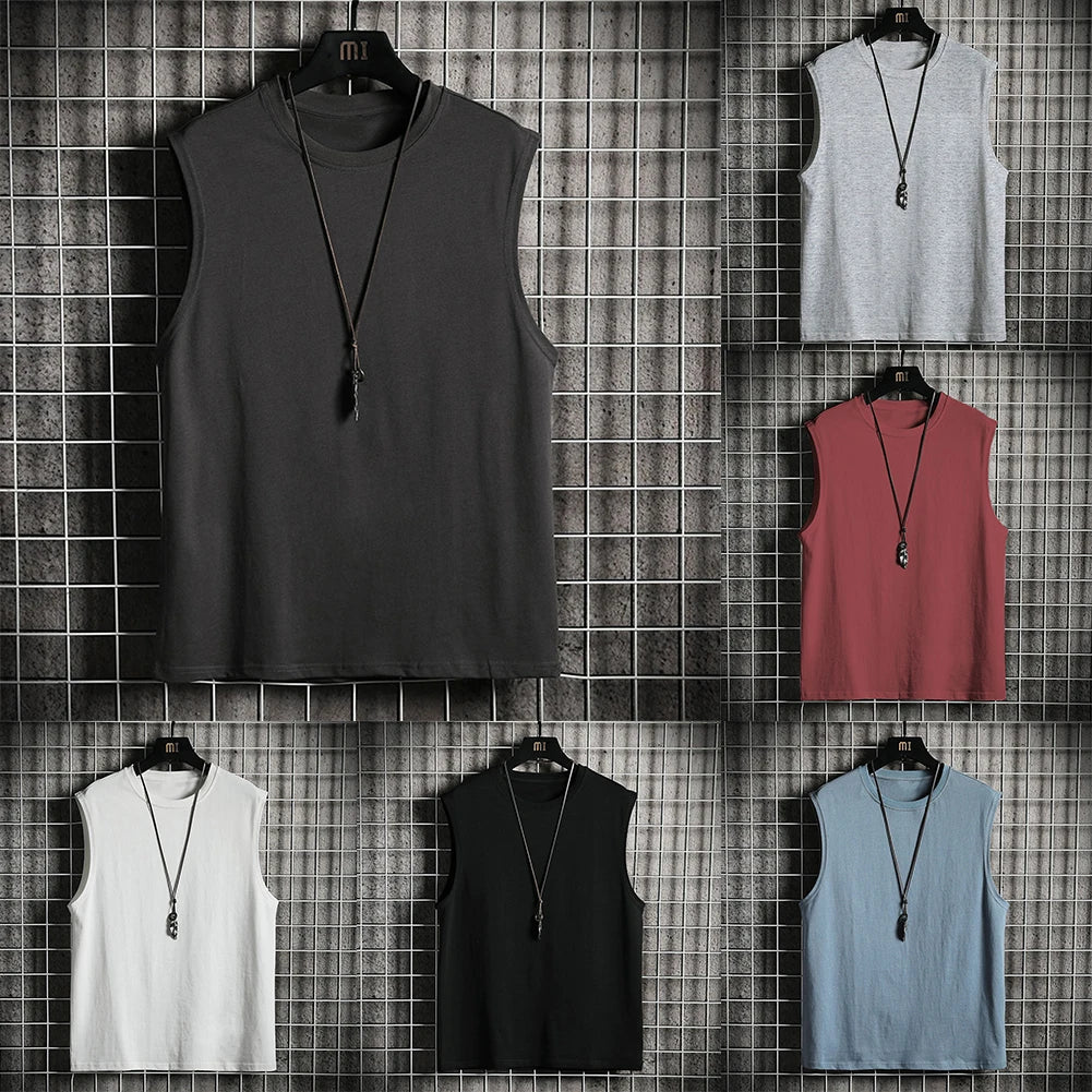 Men's Vest Sleeveless Muscle Tee Solid Blank Tank Breathable Comfortable T Shirt Hot Summer Gym Top