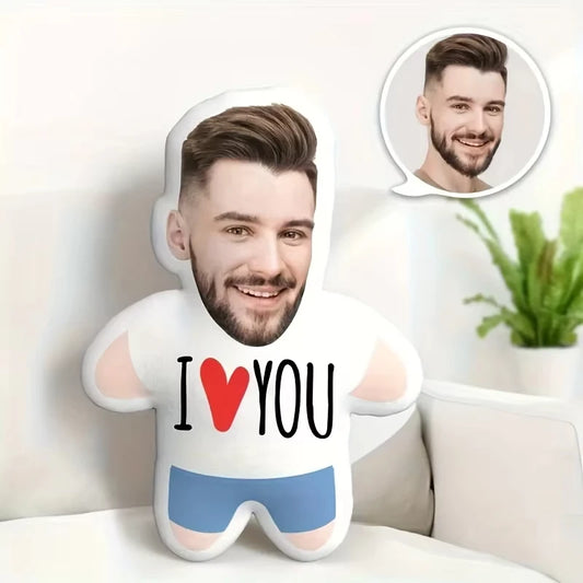 Customized I Love You Photo Plush Pillow Fun Decor Sofa Bed Accessories, Suitable for Birthday, Anniversary, Christmas