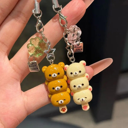 Śliczny Miś Zawieszka do Telefonu Kawaii Anime Brelok Akcesoria do Kluczy Plecak iPhone 17Promax Airpods Ins Korea Nowy Y2K