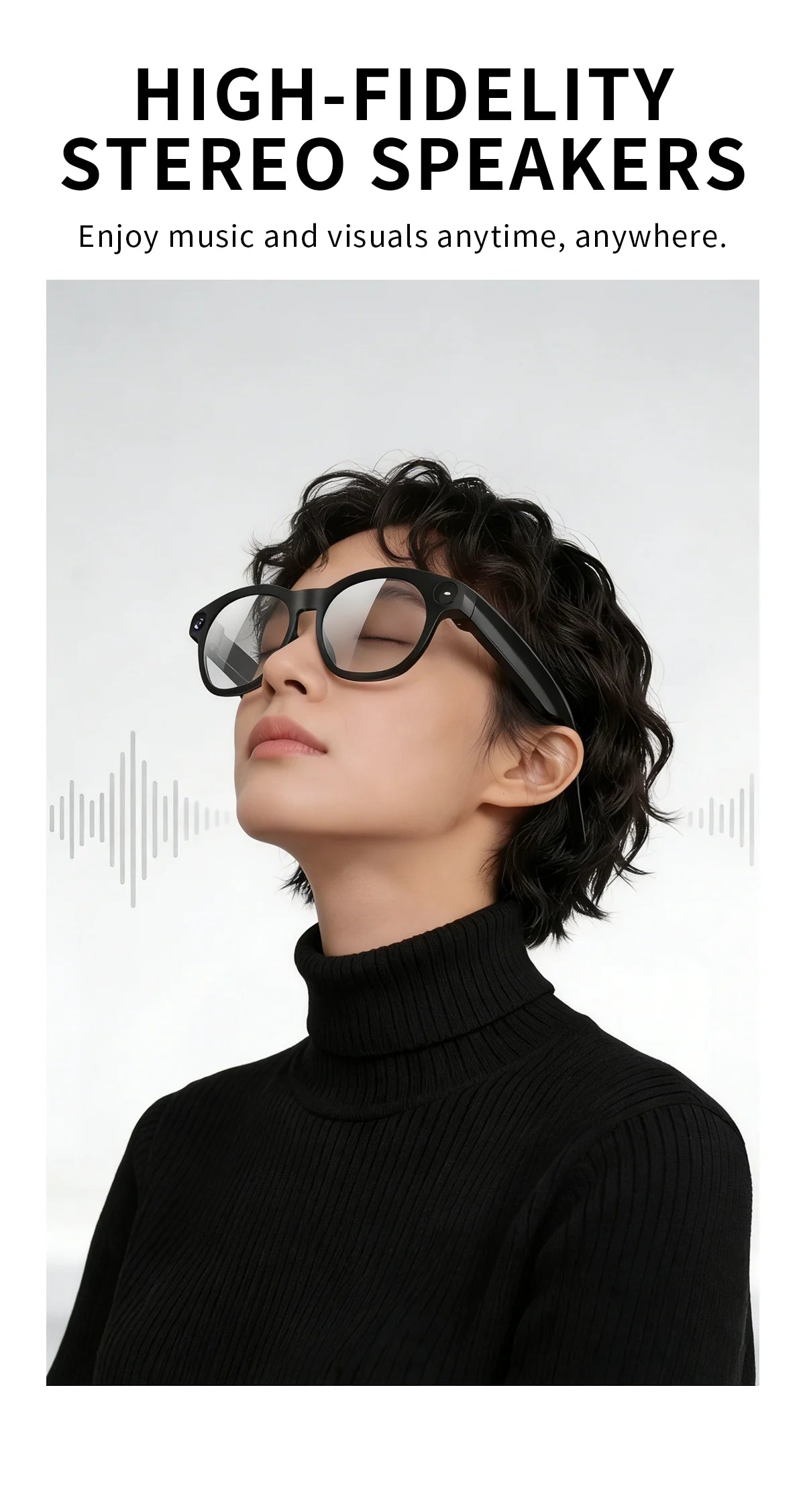 CY03 AI Smart Glasses with Camera 1600x1200 Video Recording Open-Ear Bluetooth 5.3 Headphones Real-time Translation Touch Contro