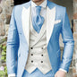 Pink Men's Elegant Peak Lapel Tuxedo 3-Piece Suit with Blazer Vest And Pants Set for Formal Business Prom Grooming