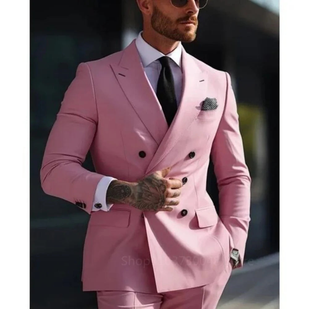 Smart Casual Wedding Men's Suits Slim Fit Tuxedo Blazer Set 2 Piece Formal Business Suit for Groom with Blazer And Pants