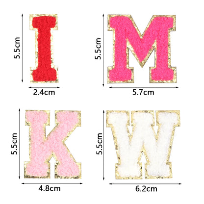 8pcs Sweet 26 Letters Towel Embroidery Patch Pink A-Z Self-adhesive Sticker Decoration For DIY Apparel Bag Crafts Accessories