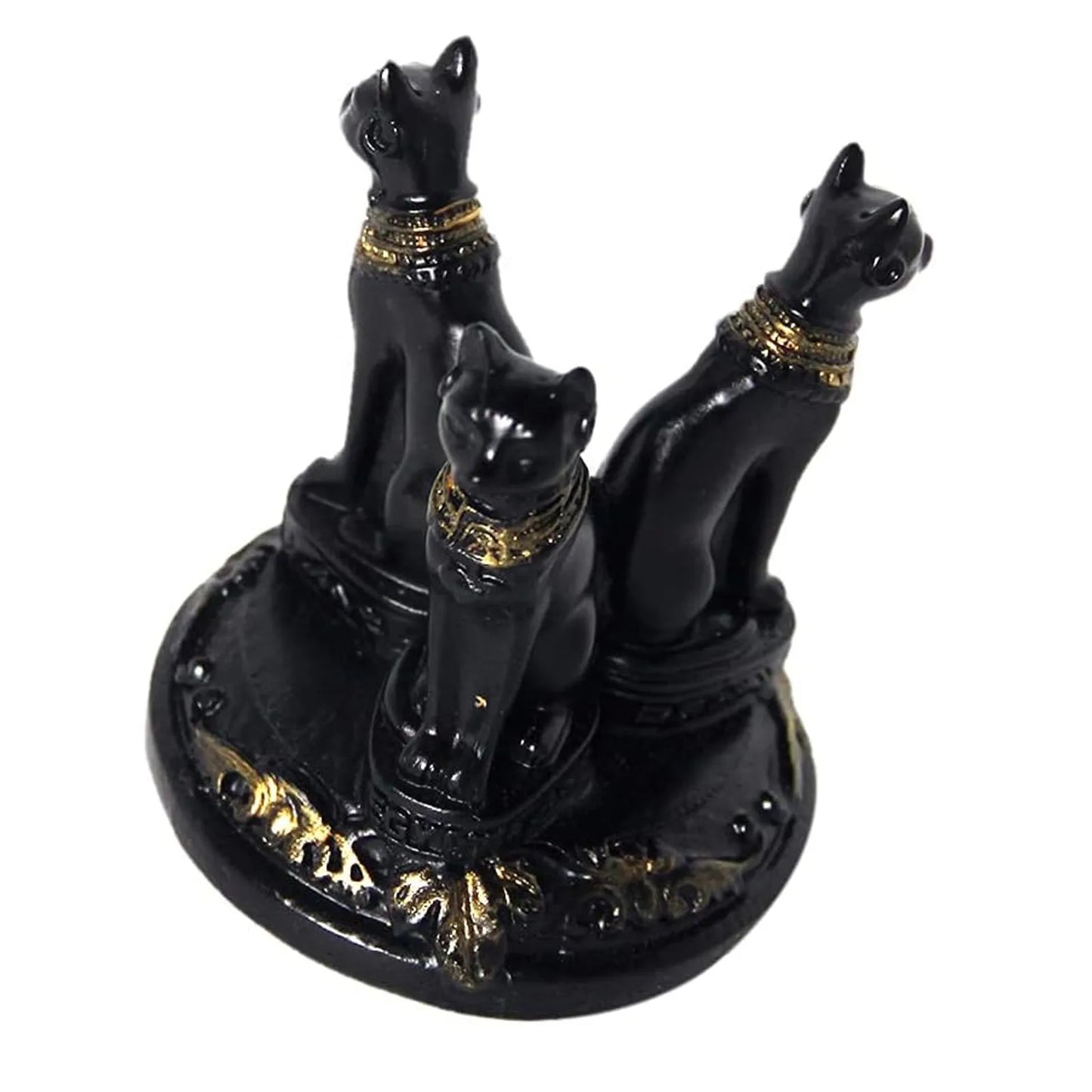 Egyptian-Style Black Cat Crystal Ball Display Stand Resin Mythical Beast Ornament Desktop Crystal Ball Base Storage Rack