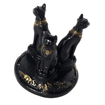 Egyptian-Style Black Cat Crystal Ball Display Stand Resin Mythical Beast Ornament Desktop Crystal Ball Base Storage Rack