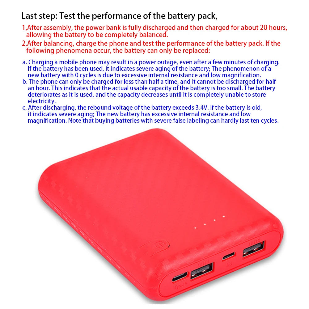 New Portable DIY Power Bank Box 4x18650 Battery Charger Case Fast Charging Case Solderless Power Bank Shell Batteries Charging